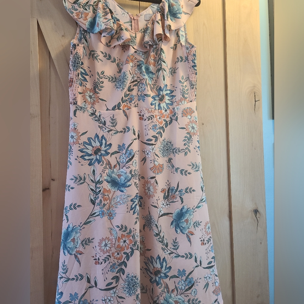 LOFT pink floral dress
